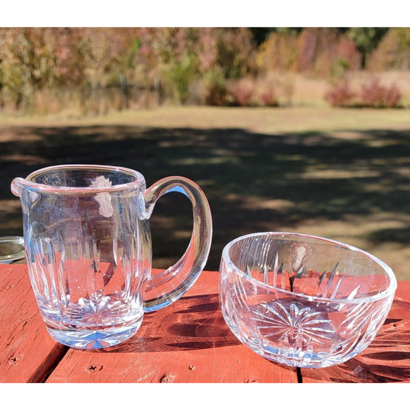 Waterford Crystal Cream & Sugar Set Cut Ireland Heavy Clear Glass Vintage - Picture 3 of 13